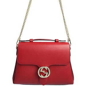 Gucci Interlocking GG Top Handle Chain 2way Handbag Bag Red
